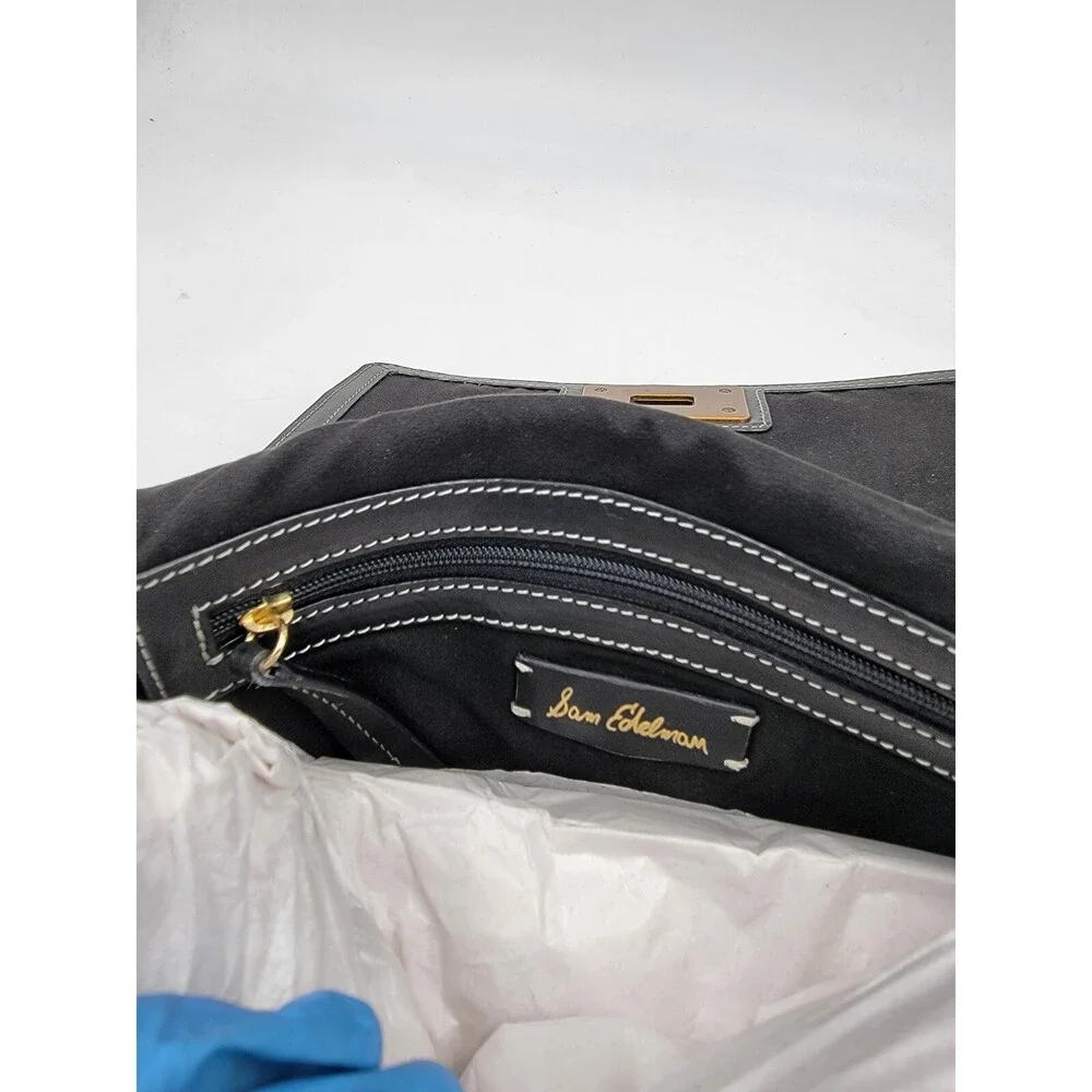 Sam Edelman Dallie Flap Crossbody Bag Women's Black Chain Strap Back Zipper - Picture 9 of 15